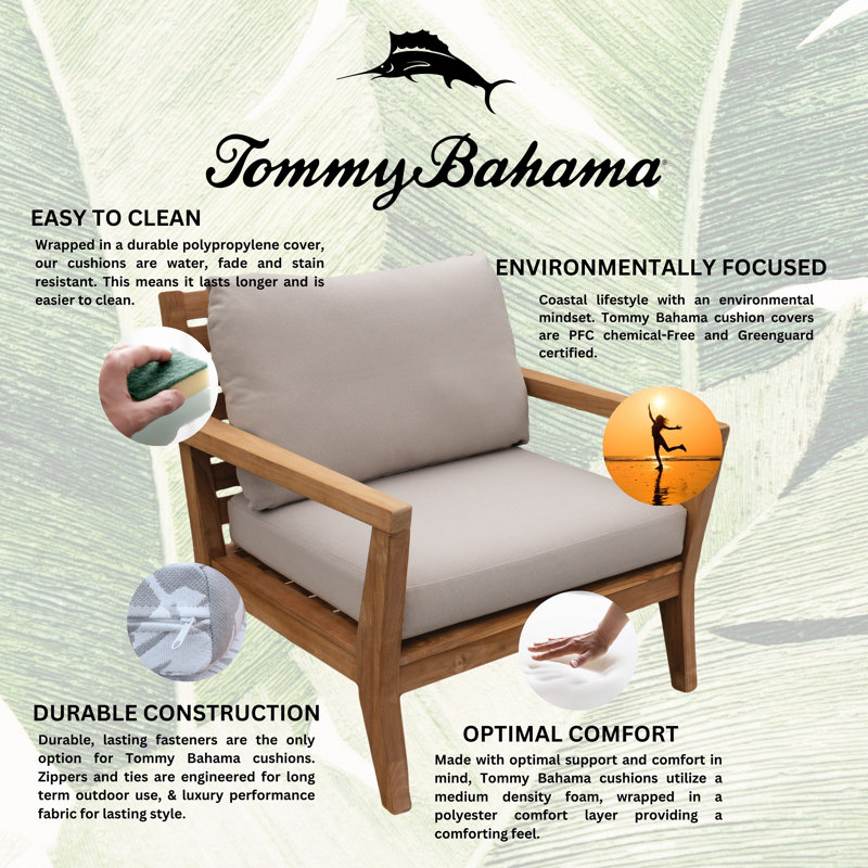 TB Lounge Tommy Bahama 1 - Piece Outdoor Seat/Back Cushion, 24"W x 24"L, Bamboo Bay Sand