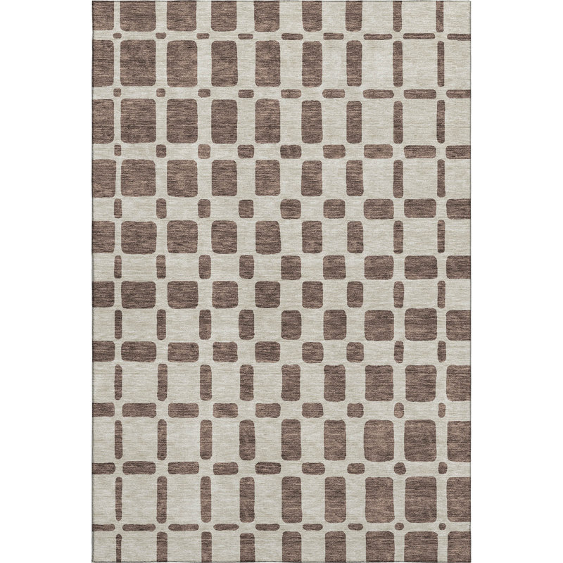 Premium Machine Washable Prisco Brown Rug, Rectangle 3' x 5'