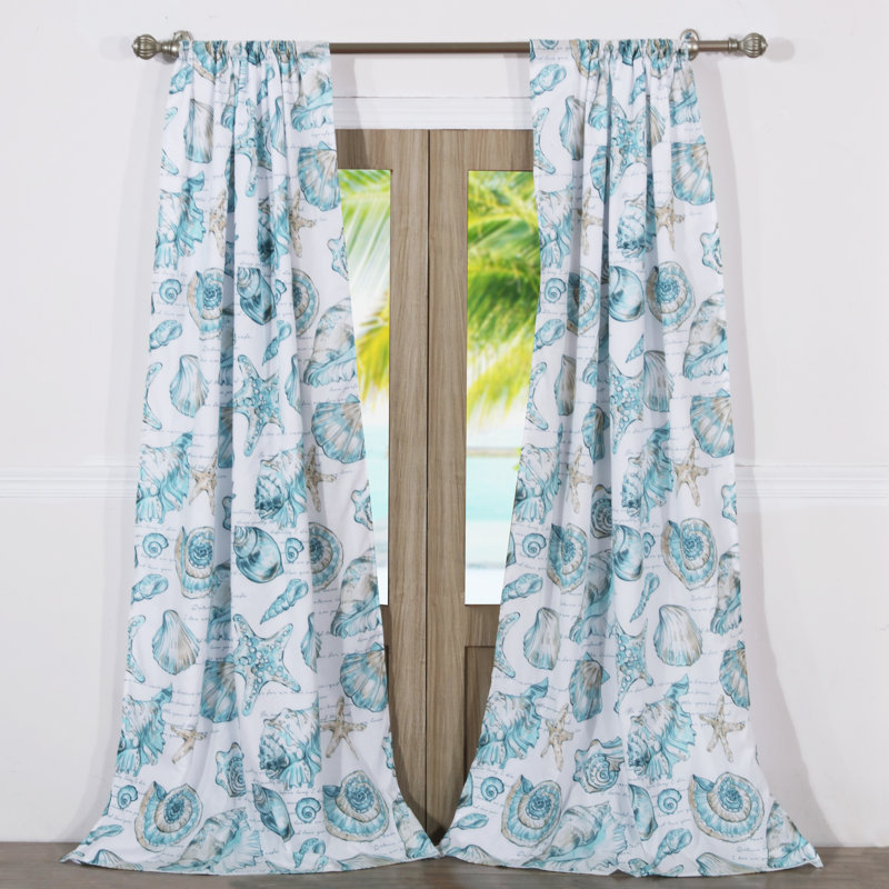 Cruz Semi Sheer Curtain Pair, Teal/White