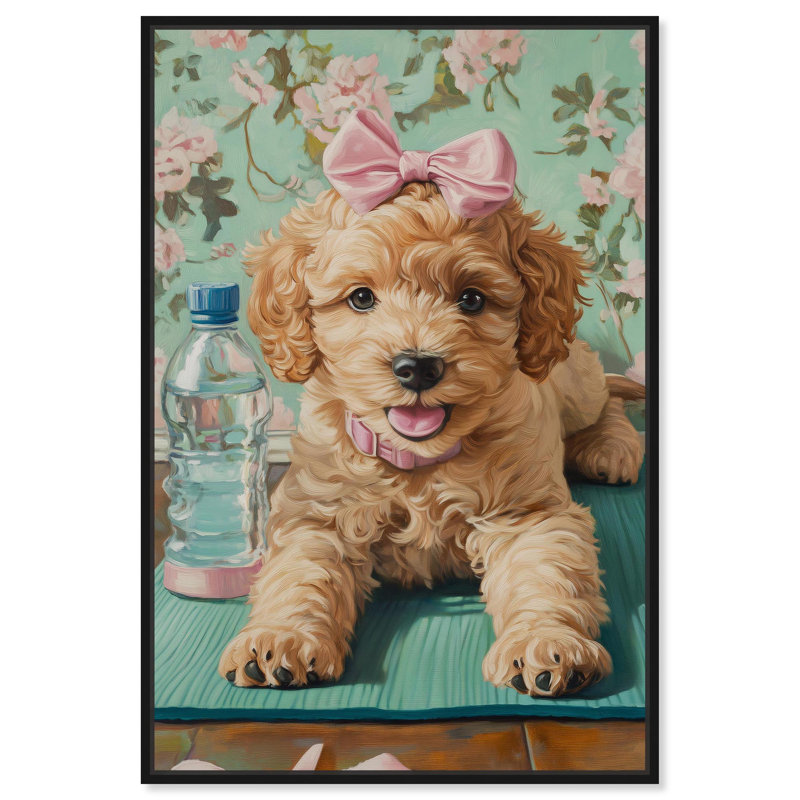 Goldendoodle Dainty Yoga Canvas Cute Pets Art Prints by, H 16 po x l 11 po, Structure noire