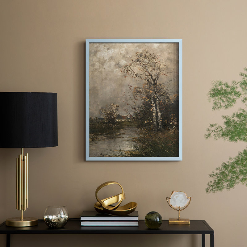 Reproduction encadrée vintage en bois massif CVIII, H 11 po x l 9 po, Bleu