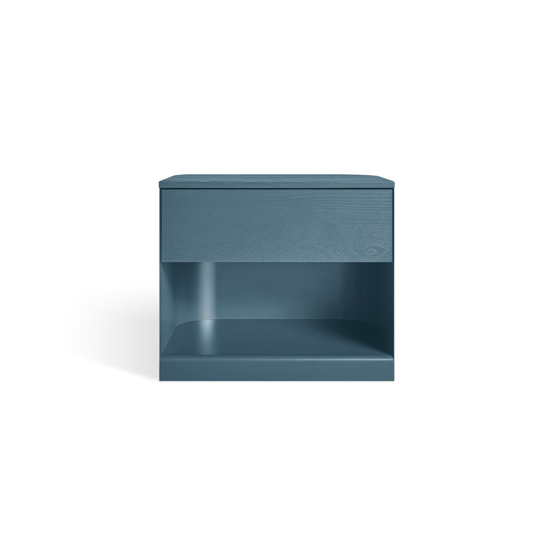 Space Blue Metal and Wood Nightstand