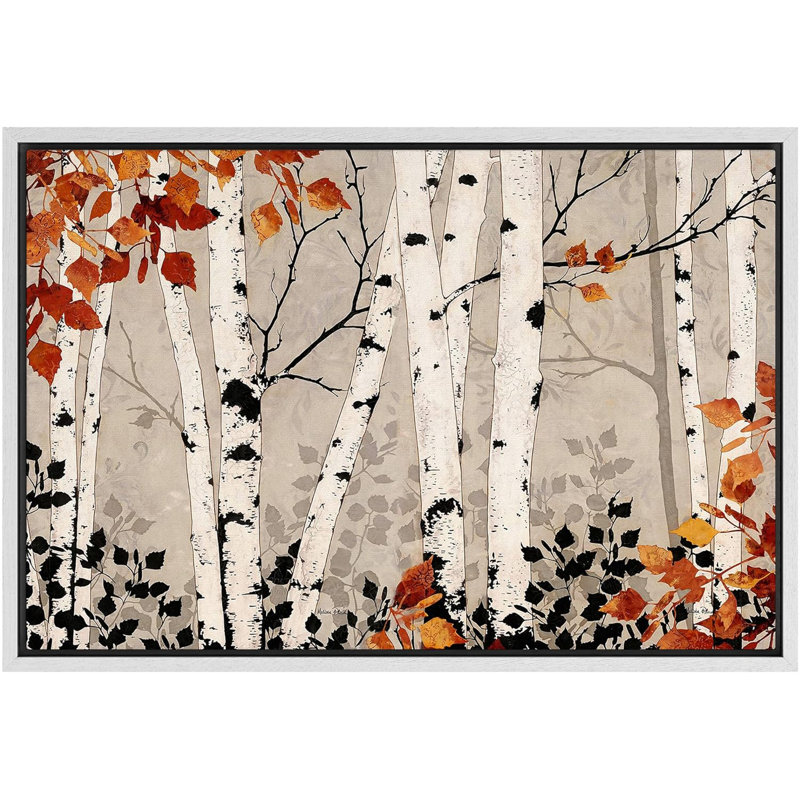 Aspen Birch «Forest Birch Trees» sur, H 16 po x l 24 po, Cadre flottant blanc