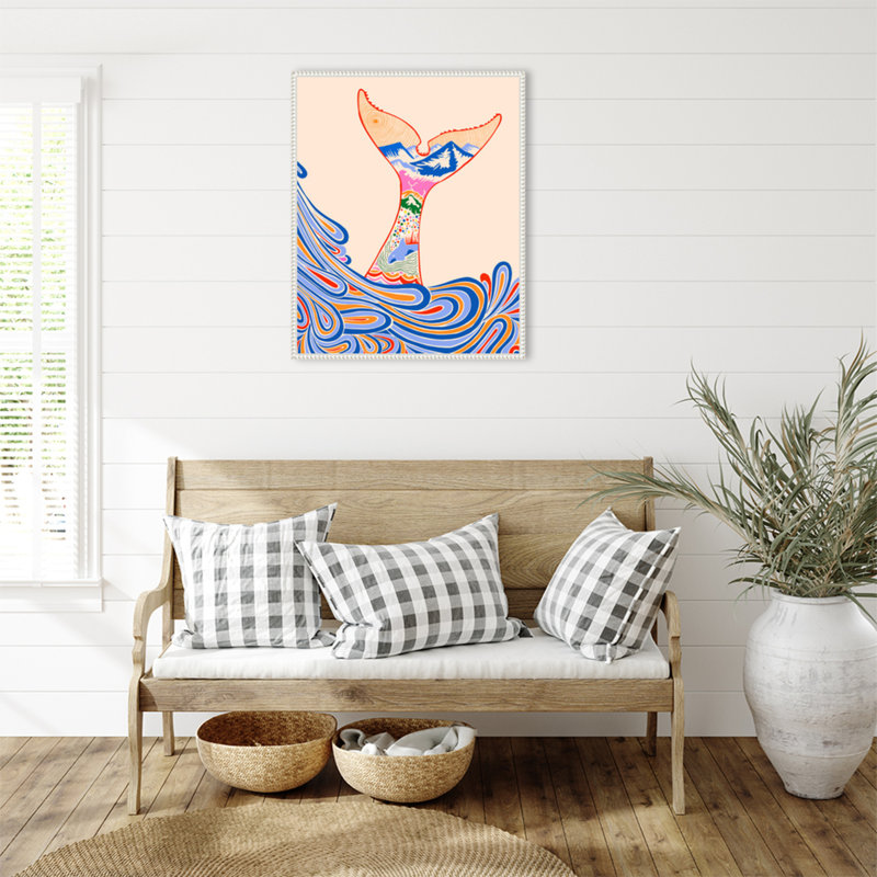 «Feeling Blue Whale Tail» par Mauriello, reproduction d'art sur toile encadrée, H 28 po x l 23 po