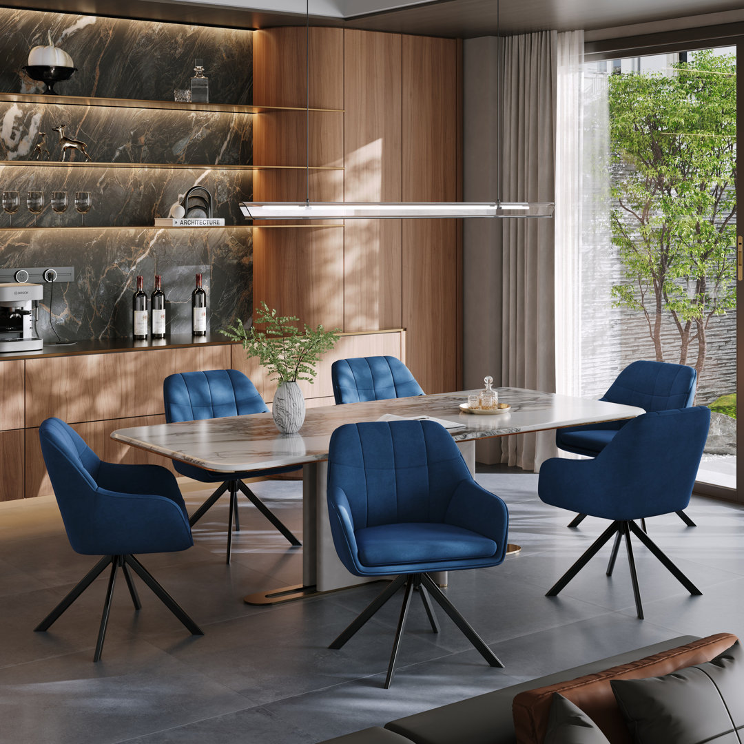 Modern Fabric Swivel Upholstered Dining Chair With Arm