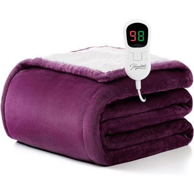 Electric Heated King Size Heating  King Size Dual Control 1/2/4/6/8 Hours Auto Off 10 Heat Level Over Heat Protection Flannel Sherpa ETL Certification