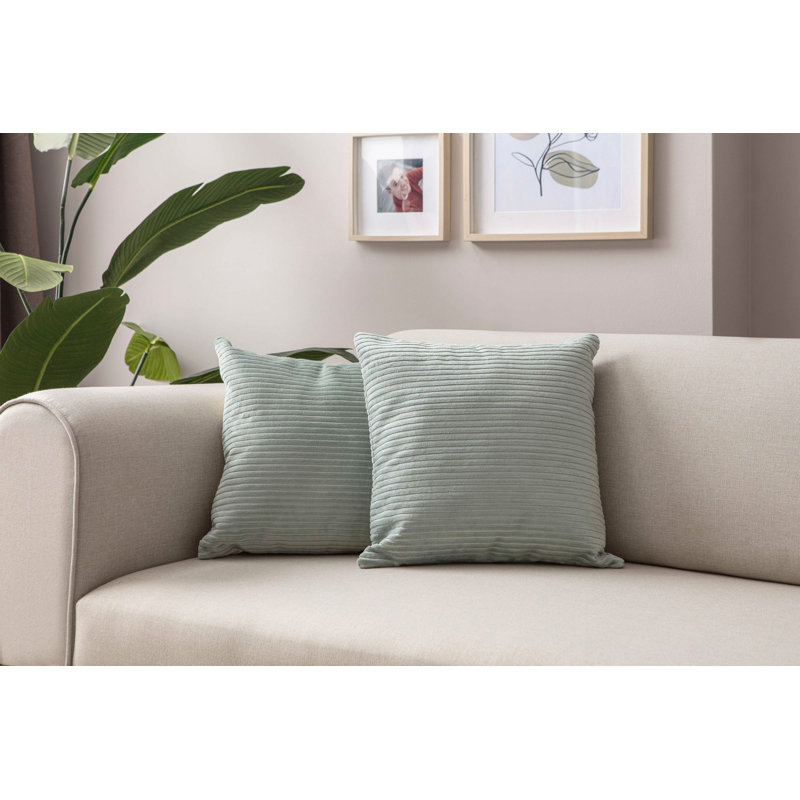 Stylish Cushion Cover Set (2 Pieces), Light Green, 16.9 x 16.9 inches | 100% Polyester Fabric, Durable and Machine Washable | Perfect for Home Decor, Sofa, and Living Room Accent - Soft and Vibrant Design