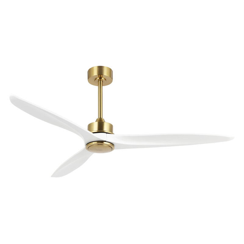 Wivenhoe Solid Wood 3-Blade Propeller Ceiling Fan with Remote, Gold/Off-White, 60" Wide