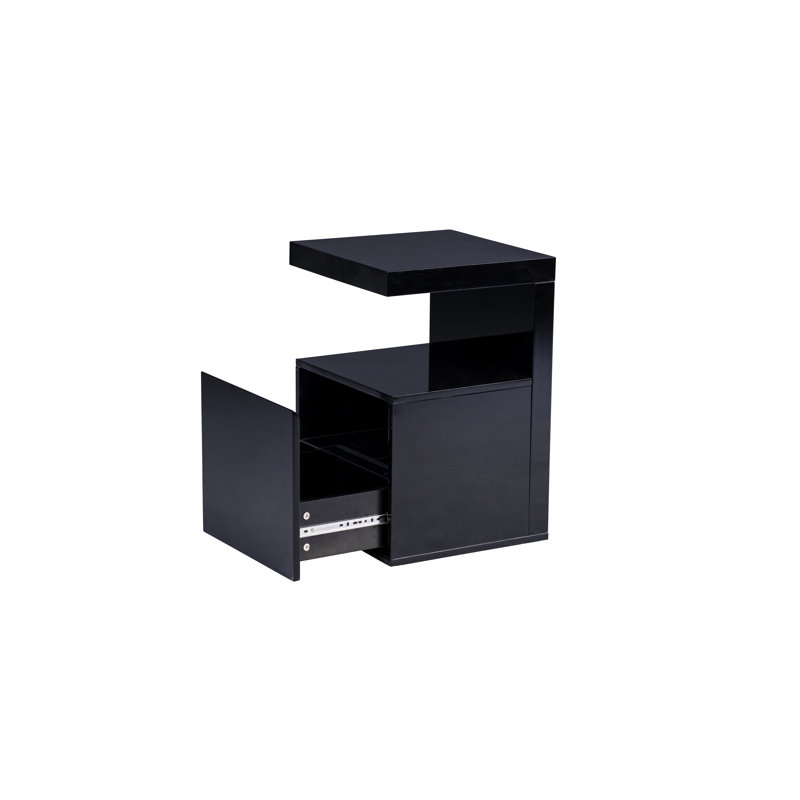 Monkstown Side Table with Storage, Black