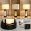 Ensemble de 2 lampes de table de 61 cm (24 po) en métal noir et verre, avec ports USB A et C, double source lumineuse et abat-jour en lin, 3 températures de couleur réglables.