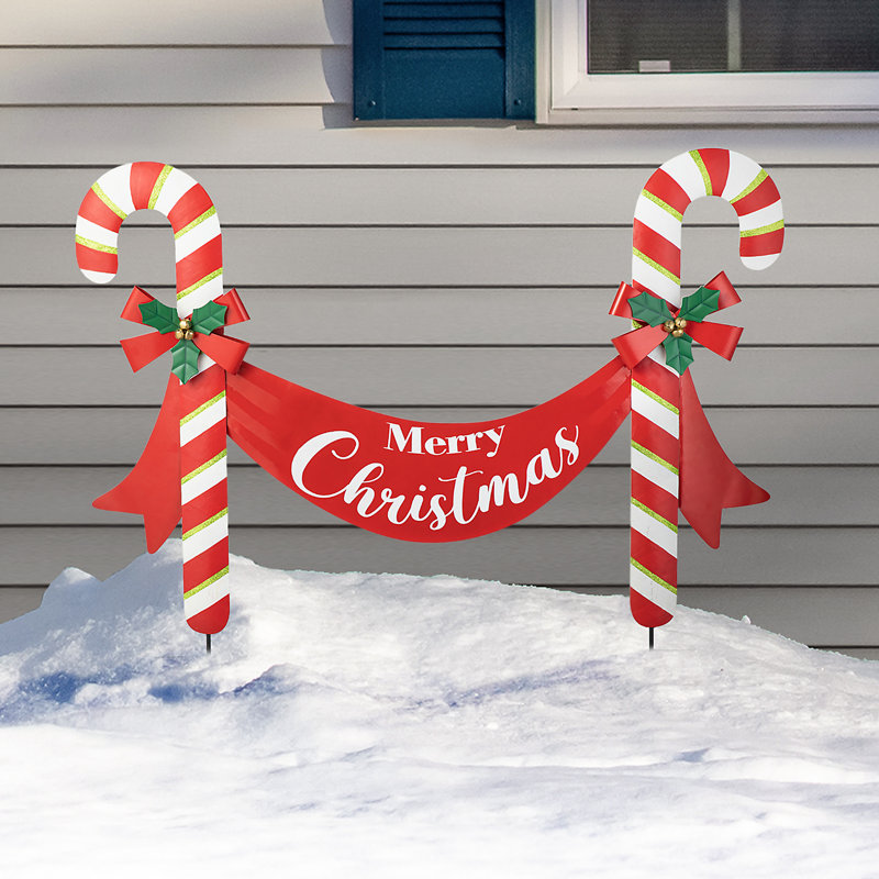 36 "L Christmas" Merry Christmas "piquet de canne à sucre ou décoration murale (KD, deux fonctions)