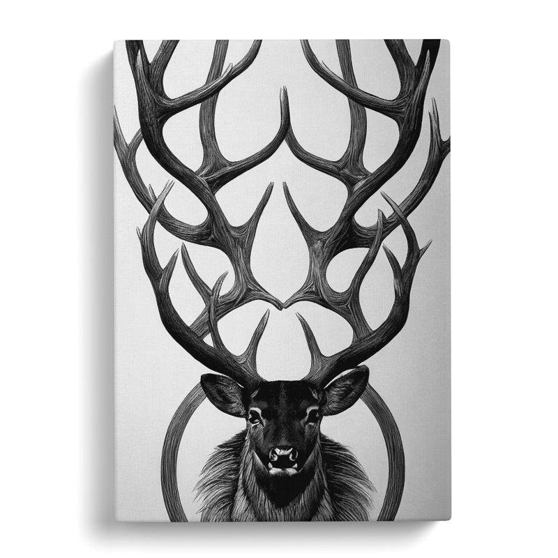 Monochrome Stag No.4 - Wrapped Canvas, 76cm H x 50cm W x 3cm D