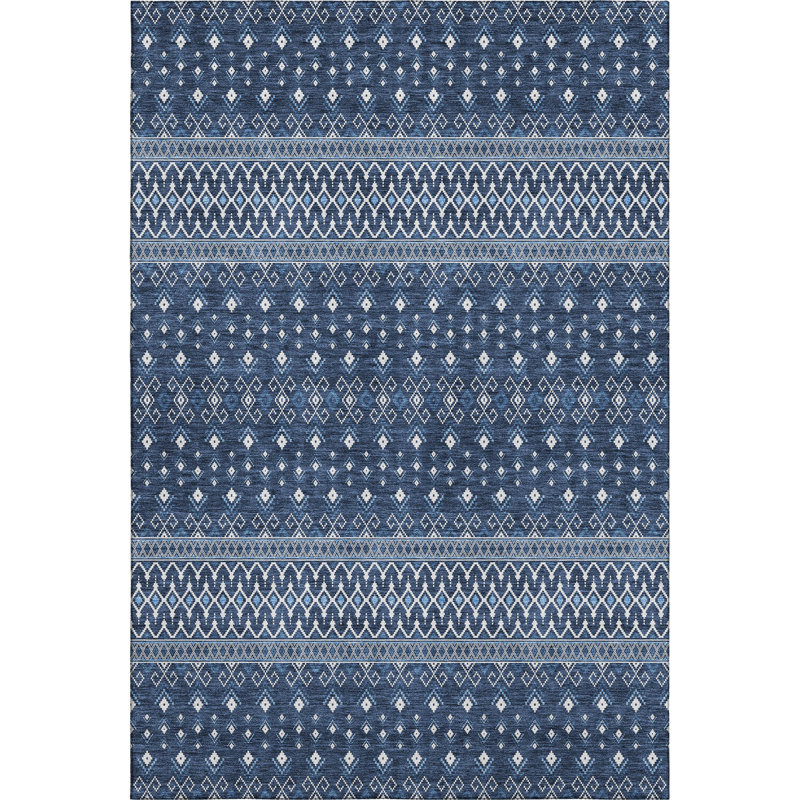 Premium Machine Washable Prisco Navy Rug, Rectangle 3' x 5'