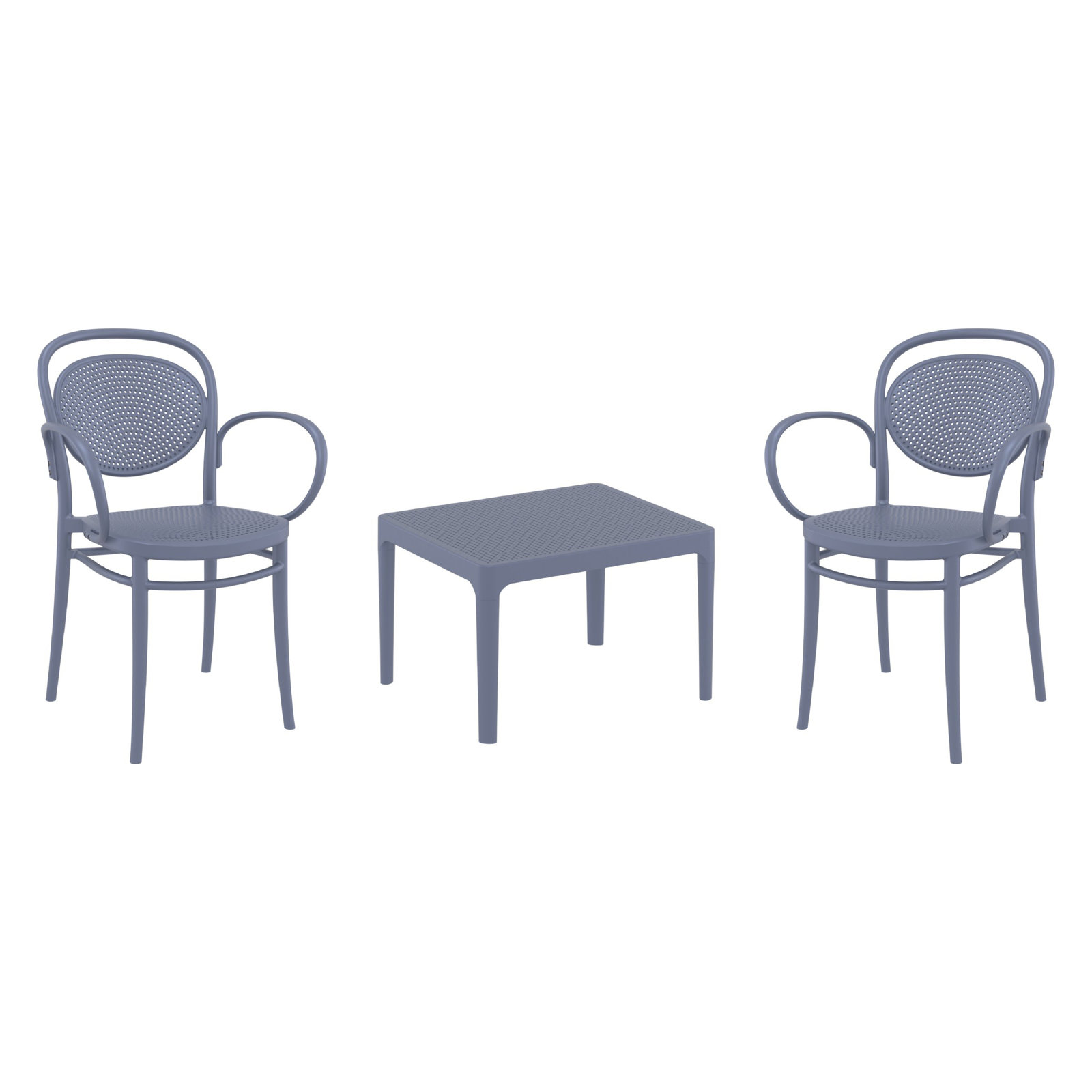 Farrah Marcel Armchair 2 Person Seating Set, Dark Gray
