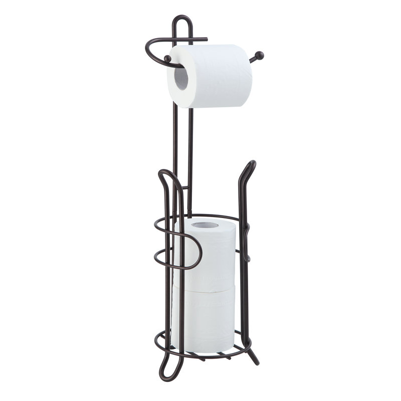 Oil Rubbed Bronze Freestanding Toilet Paper Holder with Storage