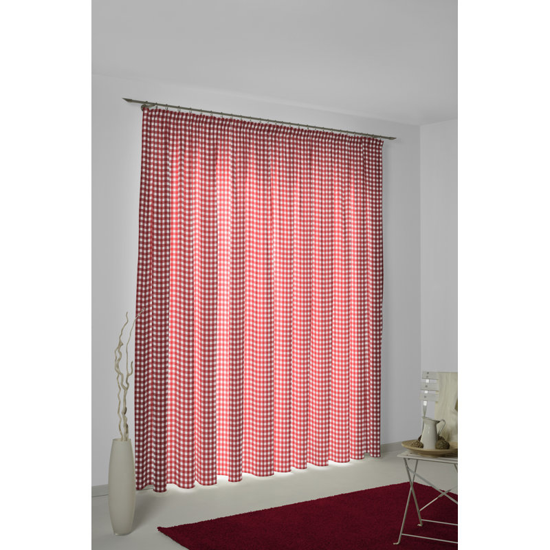 Montilly Room Darkening Curtain Pair, 55 W x 225 D cm, Red/White