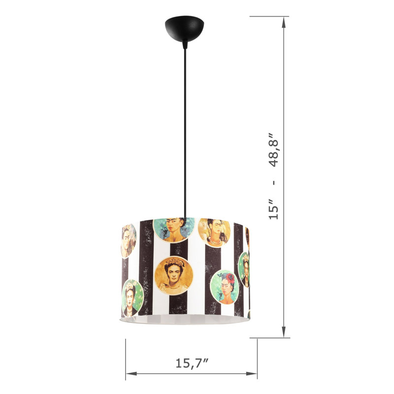 Adjustable Height Metal Body Single Pendant With Fabric Cap