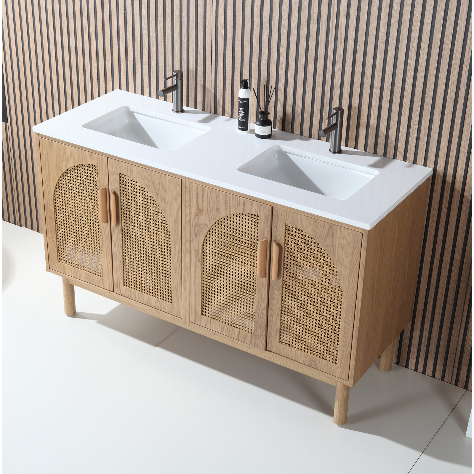 Emir 59" Cedar Double Bathroom Vanity, Yellow