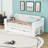 Convertible Wood Daybed with Built-in Desk, Drawers and Extendable Armrests-599081663-599081660