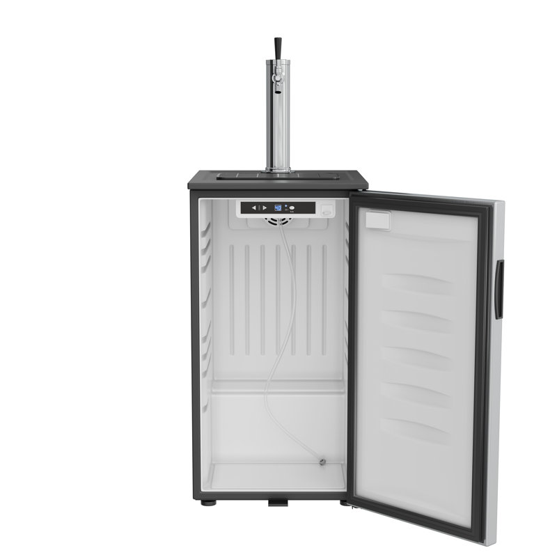 EdgeStar 3.2 Cubic Feet Silver Single Tap 5 Gal Keg Freestanding Kegerator with Door Lock and Adjustable Temperature
