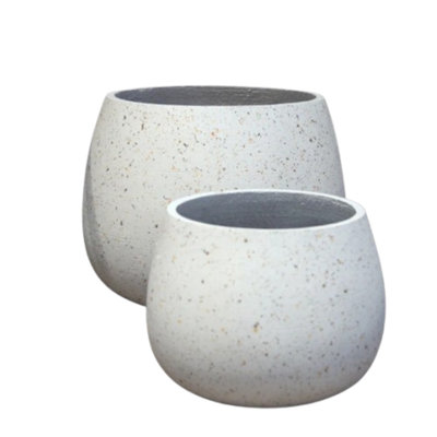 Cement Flower Pot Set Of Two White