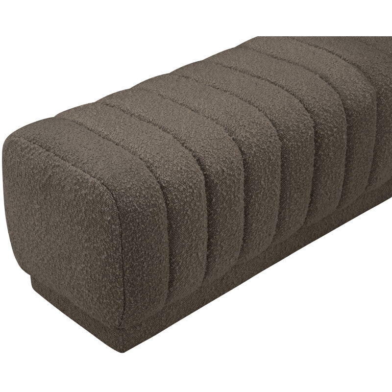 Repose-pieds rembourré en tissu Heathrow Boucle, Tissu brun bouclé