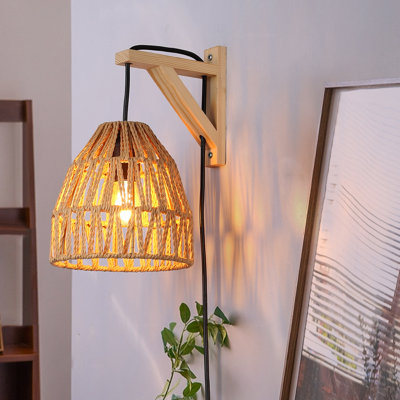 Abaza Solid Wood Plug-in Armed Sconce