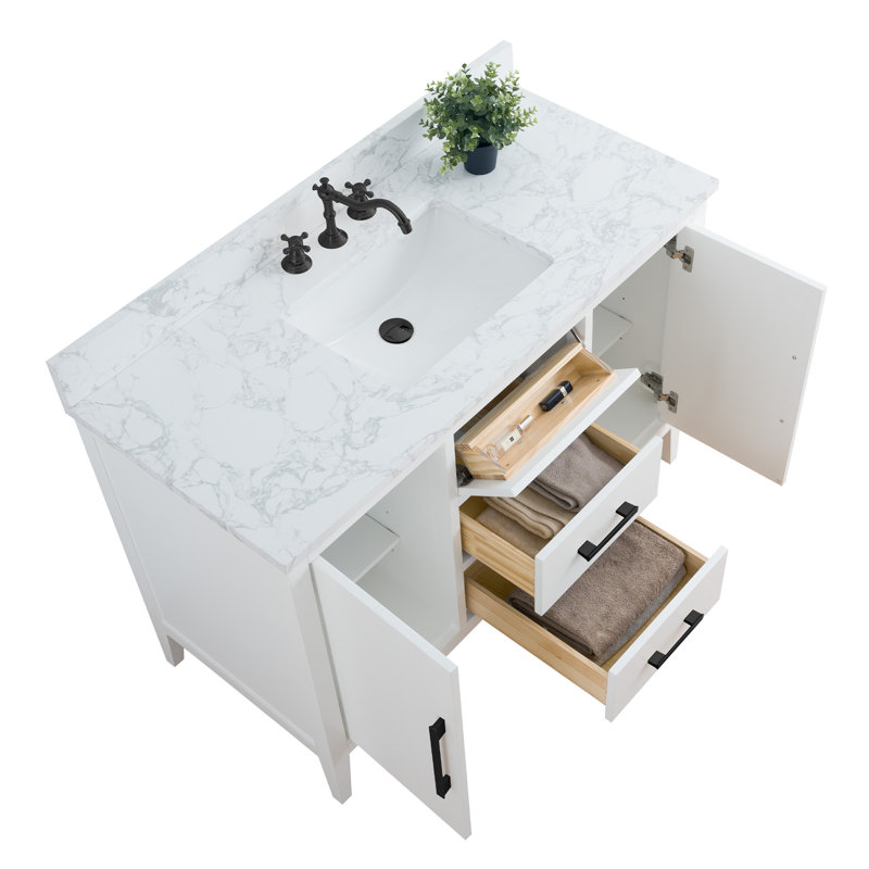 Ensemble de meuble-lavabo simple 48 po avec plateau en marbre Chambery