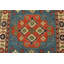 Tapis Kazak 4′ x 5′11″ en laine bleue, noué à la main, style tribal oriental