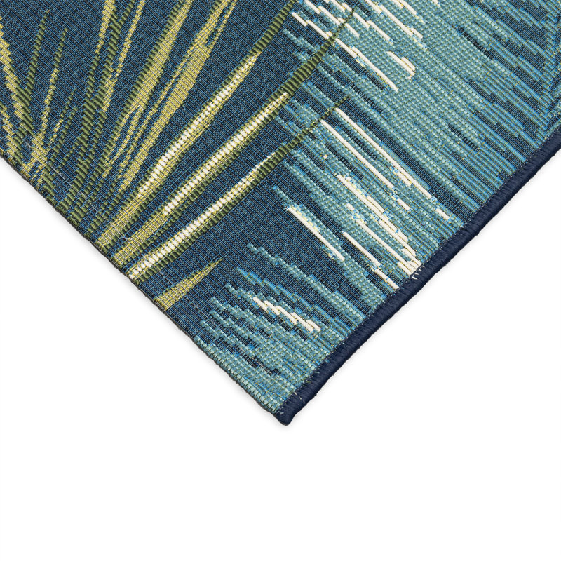 Tapis intérieur / extérieur Bay Isle Home ™ Asenet Palm Border, Rectangle 2 pi x 2 pi 10 po
