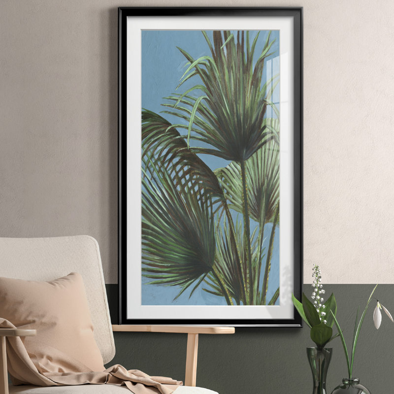 Lush Palms I - Reproduction d'art graphique sur papier encadré, H 10,5 po x l 18,5 po x P 1,5 po, Papier noir