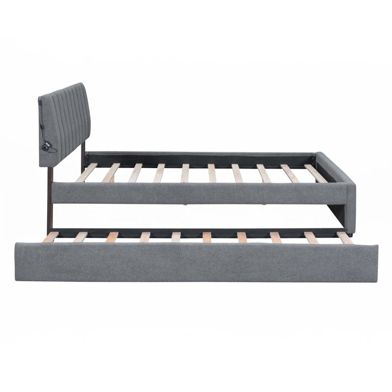 Lit plateforme Teddy, gris, Grand