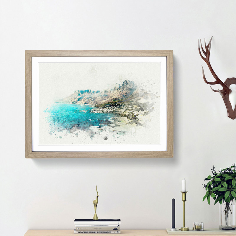 Cape Town in South Africa in Abstract - Picture Frame Graphic Art Print, 36cm H x 48cm W x 2cm D, Oak Framed
