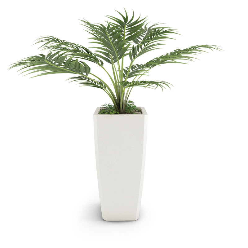 Quartet Concrete Planter, 27" H x 18" W x 18" D, White