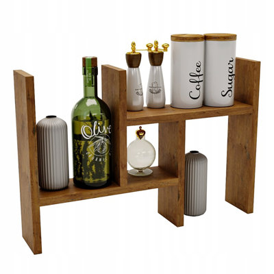 Freestanding Wood Spice Rack with Adjustable Racks