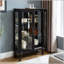 Vitrine lumineuse avec portes en verre trempé et dossier en miroir - Noir