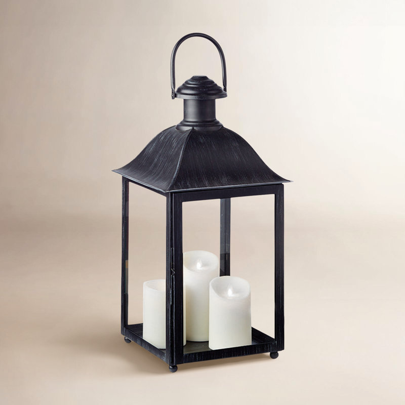 Idora Lantern Holder, 23" H x 11.5" W x 11.5" D, Black