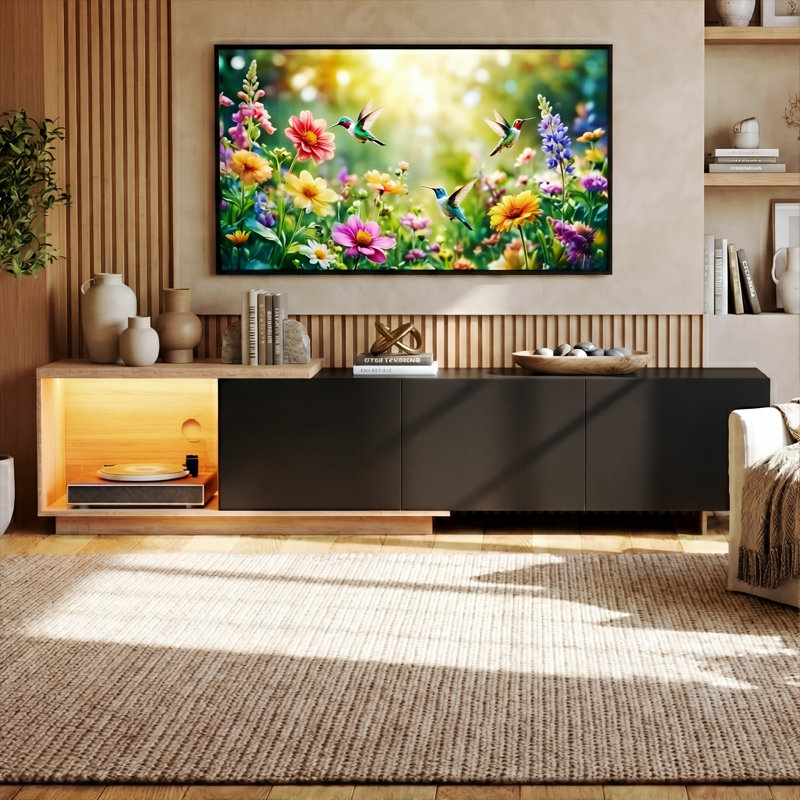 TV Stand for TVs up to 88", Black/Brown