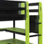Lit mezzanine en bois avec bureau, support de rangement latéral, tablettes multiples et lumière RVB-733790029-733790067