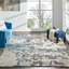 Belue Hand Knotted Wool Abstract Area Rug in Blue-1255098239