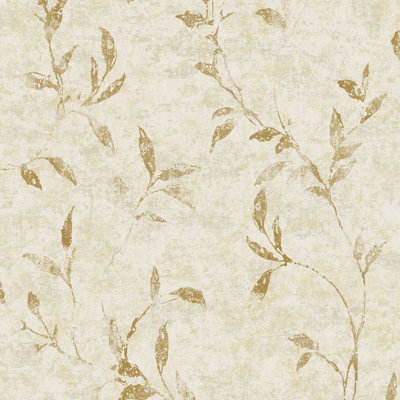 Elegance Collection Leaf Impression Metallic Finish Wallpaper Roll