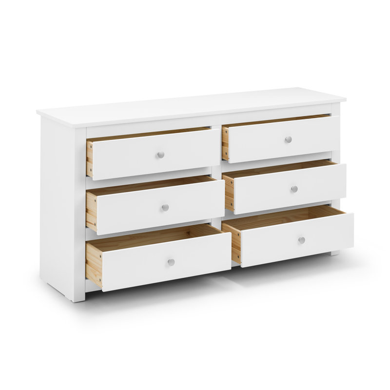 Payeur Solid Wood 140cm W 6 - Drawer Chest of Drawers, White