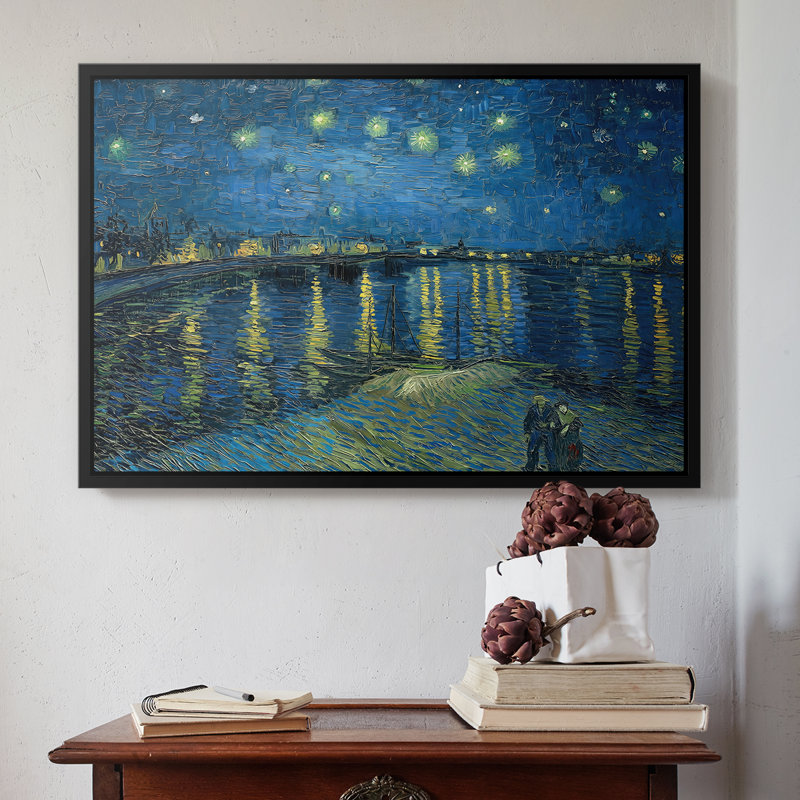 Nuit étoilée au-dessus du rhône, 1888 - Vincent van Gogh, toile tendue avec châssis, 16 x 24, Noyer
