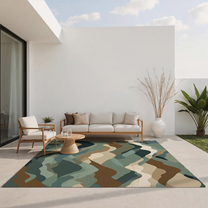 Tapis intérieur / extérieur Moonlit Veil, Rectangle 9 pi x 12 pi