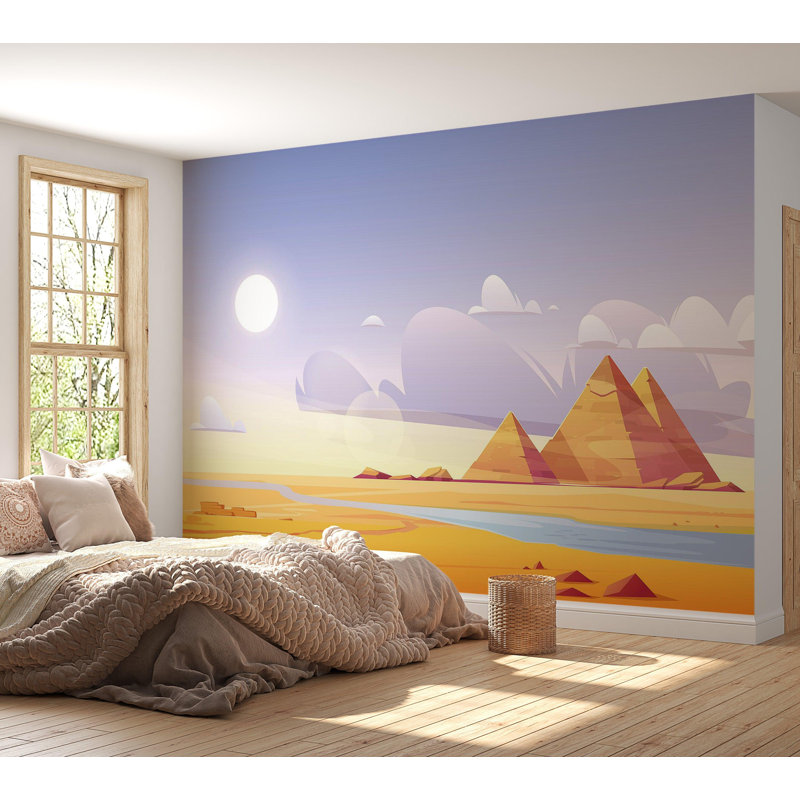 Premium Wallpaper Wall Mural - Desert Pyramids Scenery, 96" L x 120" W