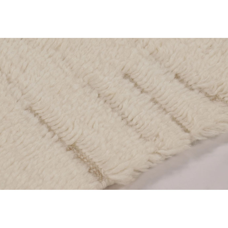 Wool Striped Area Rug in White, Rectangle 10' x 14'
