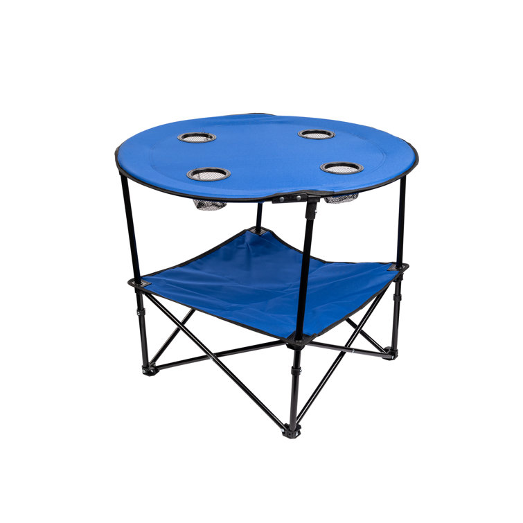 Cheap Heavy Duty Camping Folding Table with 2 Cup Holder Metal Frame Oxford  Cloth Desktop Multifunctional Fishing Table Collapsible Outdoor Barbecue