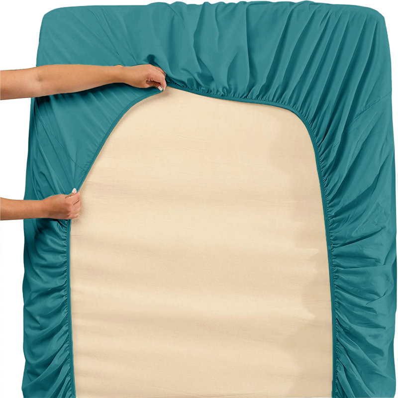 Cotton Blend/Polyester Fitted Sheet, Beige, Double