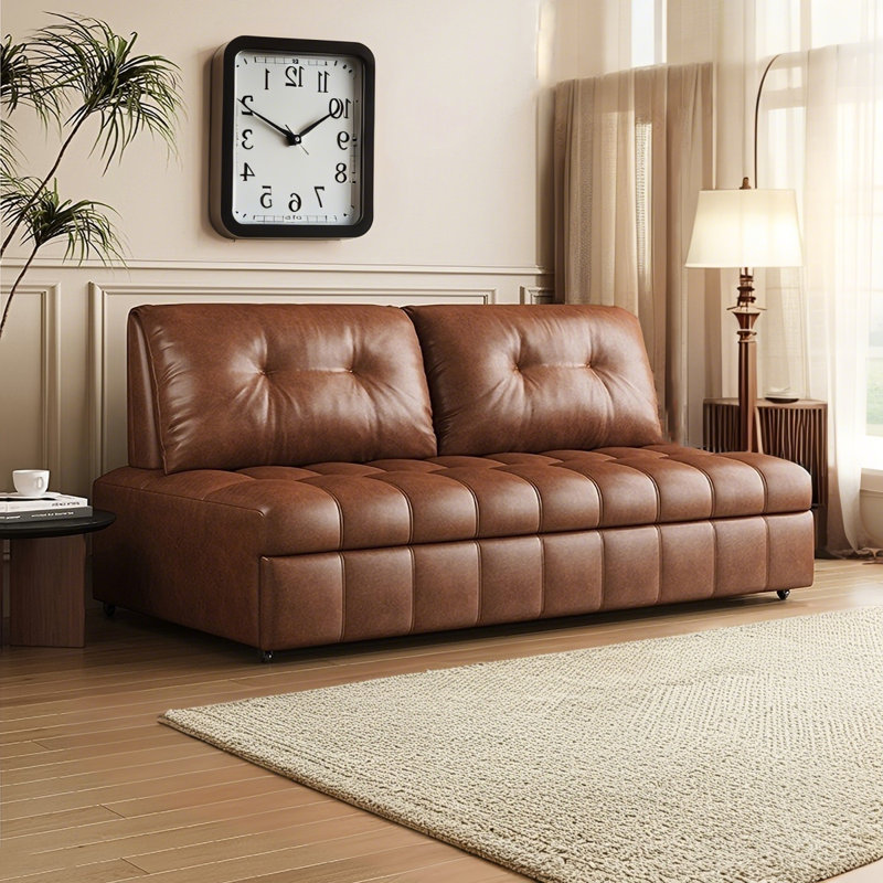 Canapé en cuir 66,14 po, H 36,61 po x l 66,14 po x P 42,52 po
