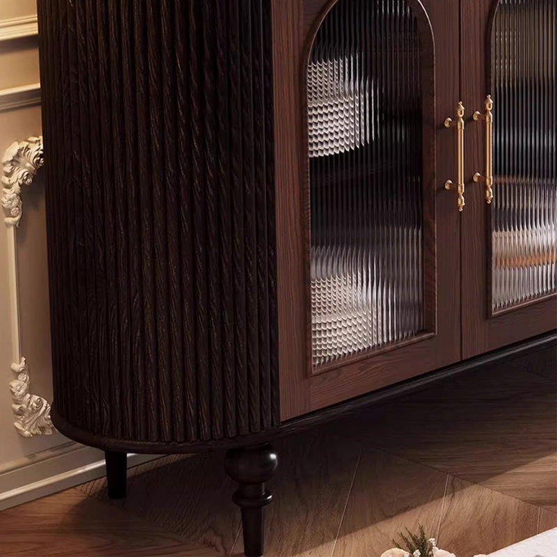 Retro Minimalist Sideboard Cabinet, Black/Walnut